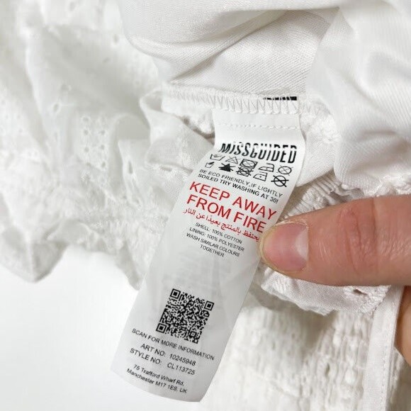 Missguided Women White Cord Broderie Tie Crop Top Eyelet Plunge V-Neck 6 NWT - Picture 10 of 12